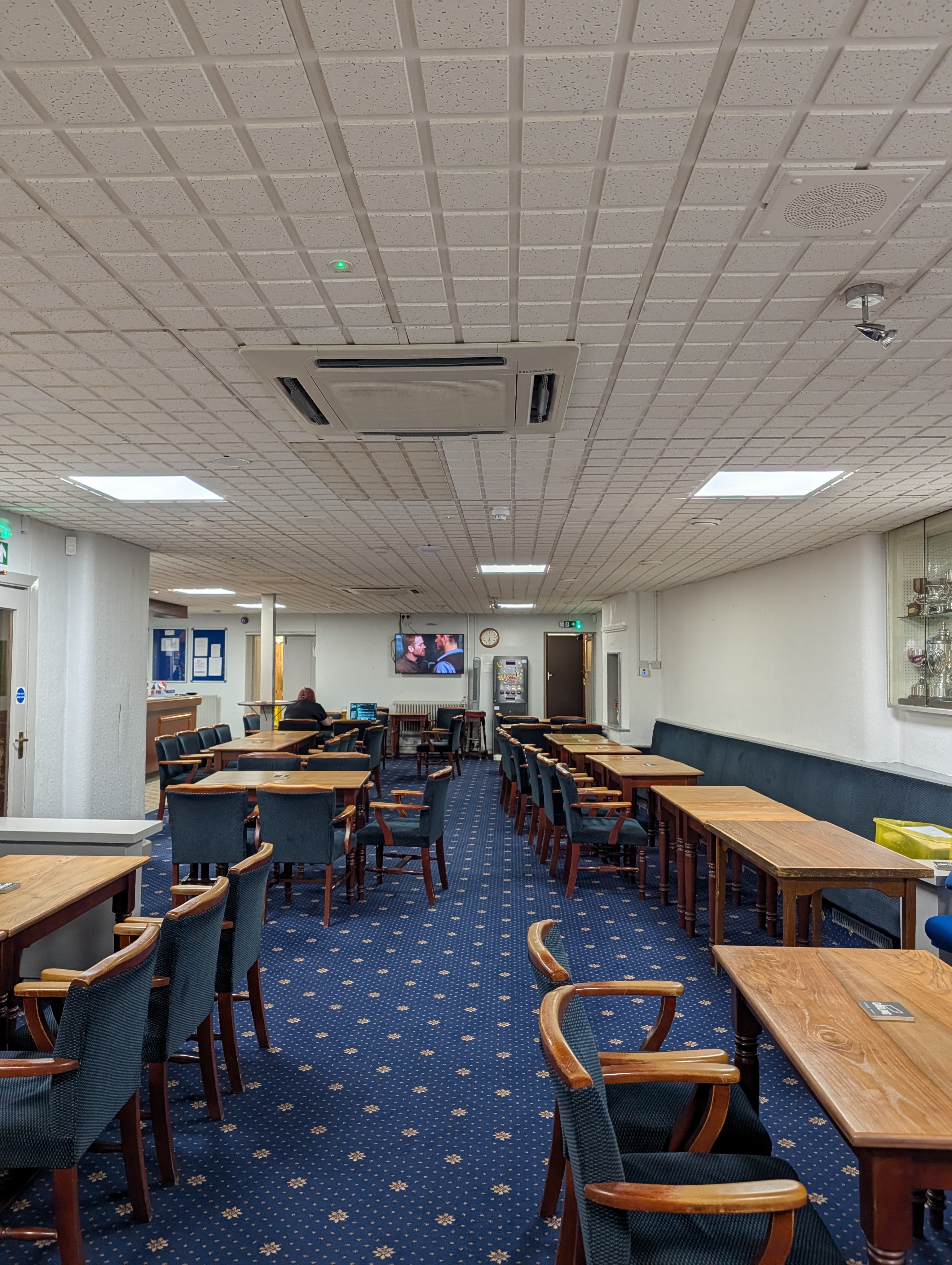 The main bar lounge with tables and bench seating